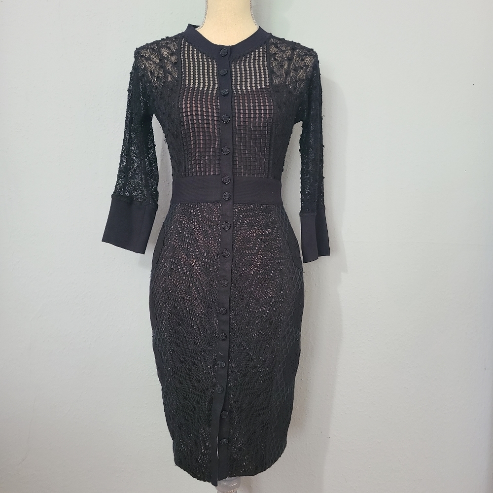 Beguile Byron Lars Anthropologie Mona Knit Dress Long Sleeve Black Size 0‎